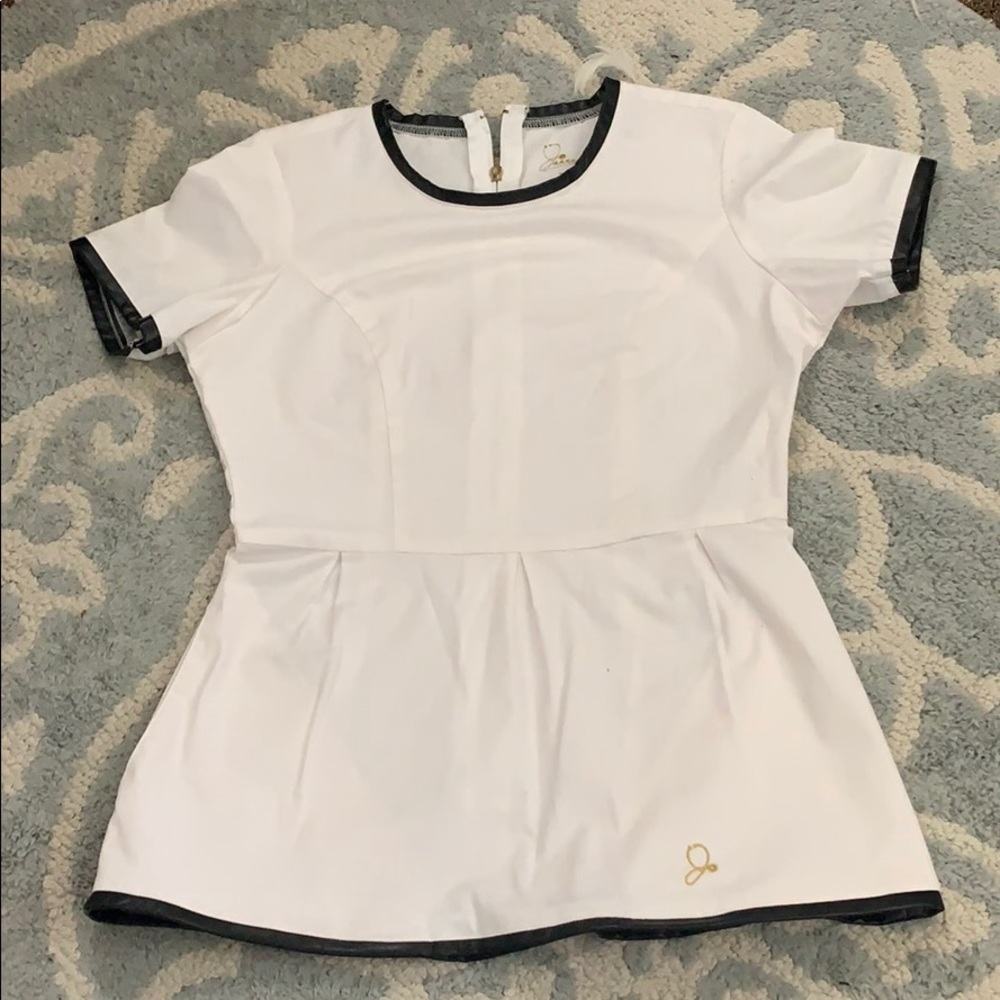 Jaanuu White Scrub Top Peplum